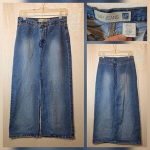Vintage Gap Denim Womens Size 6 Maxi Skirt With Front Slit Classic Preppy Norm